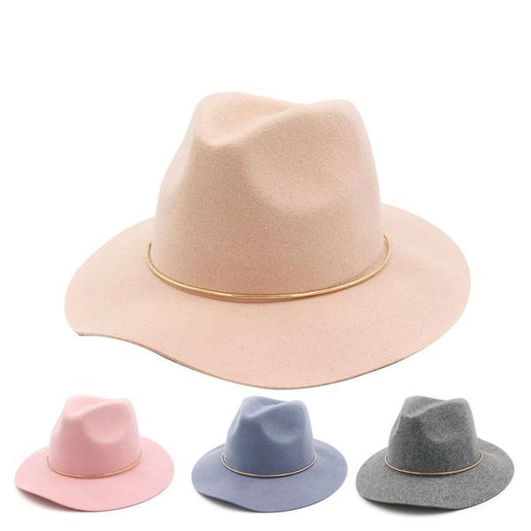 wide brim hats wool 100% fedora wan womaen's hat panama european american style wholesale belt jazz cap autumn winter2021, Blue;gray
wide brim hats wool 100% fedora wan womaen's hat panama european american style wholesale belt jazz cap autumn winter2021, Blue;gray