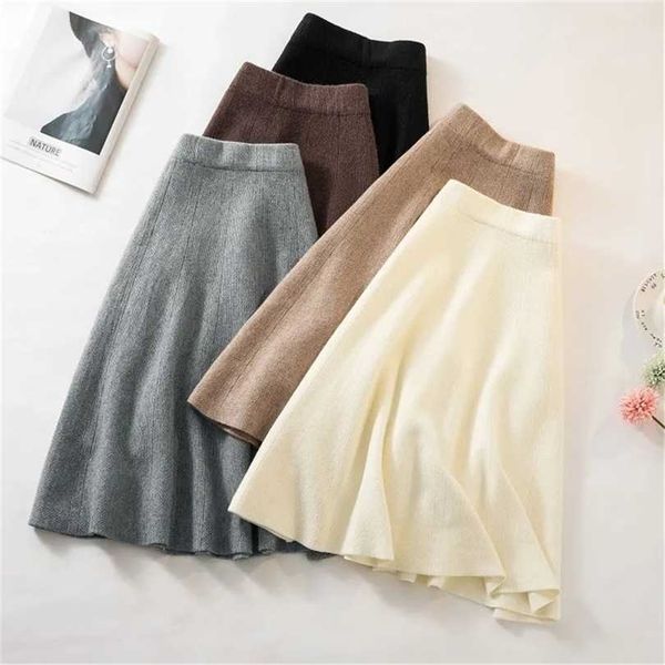 autumn knitted pleated skirt women's midi elastic high waist a-line sweater female winter black wool long mom 211214
autumn knitted pleated skirt women's midi elastic high waist a-line sweater female winter black wool long mom 211214