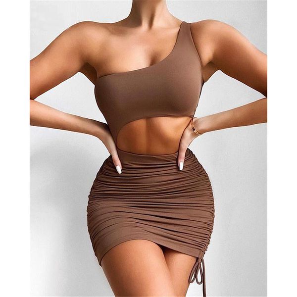 casual dresses summer dress women outfit hollow out ruched one shoulder bandage short brown bodycon mini party 2021 vestidos, Black;gray
casual dresses summer dress women outfit hollow out ruched one shoulder bandage short brown bodycon mini party 2021 vestidos, Black;gray