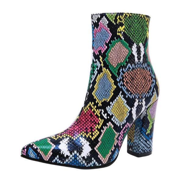 boots sagace shoes women pointed toe square heels multicolor snake pattern ankle for, Black
boots sagace shoes women pointed toe square heels multicolor snake pattern ankle for, Black