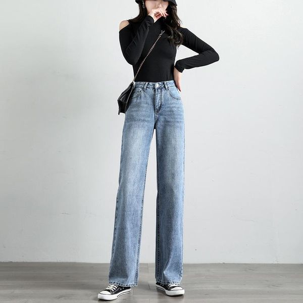 women's jeans autumn wide leg women high waist straight pants loose denim trousers for vintage baggy, Blue
women's jeans autumn wide leg women high waist straight pants loose denim trousers for vintage baggy, Blue
