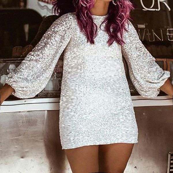 women's plus size sheath dress solid color round neck sequins long sleeve spring summer prom dress short mini dress party holiday / par, Black
women's plus size sheath dress solid color round neck sequins long sleeve spring summer prom dress short mini dress party holiday / par, Black