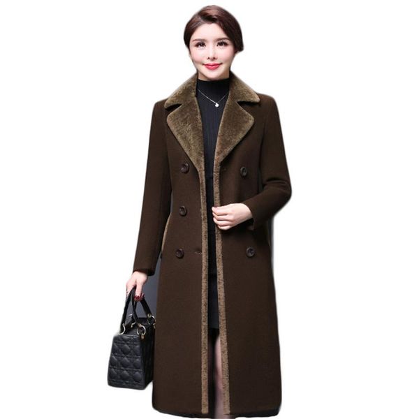women's wool & blends woolen coat women 2021 winter korean m-5xl plus size thick jackets fashion dark coffee long slim feminina ld1496, Black
women's wool & blends woolen coat women 2021 winter korean m-5xl plus size thick jackets fashion dark coffee long slim feminina ld1496, Black