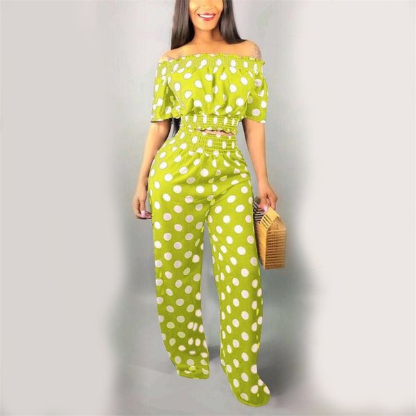 summer clothes 2 pieces sets polka dot print slash neck & wide leg pants fashion elegant outfits matching 210510, White
summer clothes 2 pieces sets polka dot print slash neck & wide leg pants fashion elegant outfits matching 210510, White
