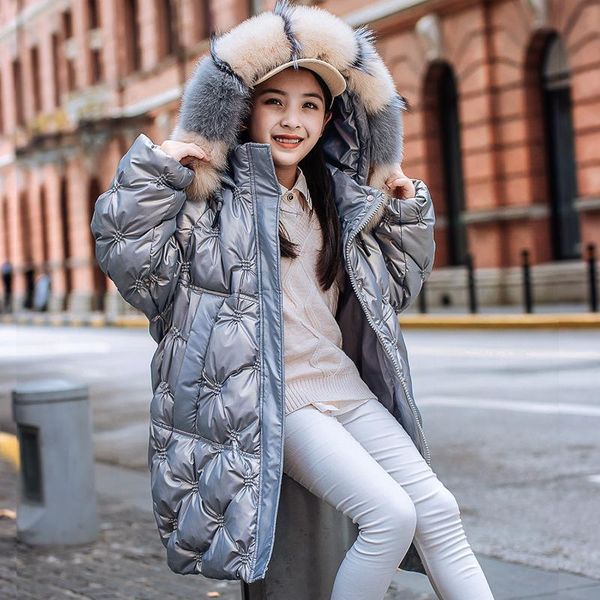 down coat 2021 winter children jacket girls' waterproof & warm thick big girl's fashionable natural fur collar cold-proof, Blue;gray
down coat 2021 winter children jacket girls' waterproof & warm thick big girl's fashionable natural fur collar cold-proof, Blue;gray