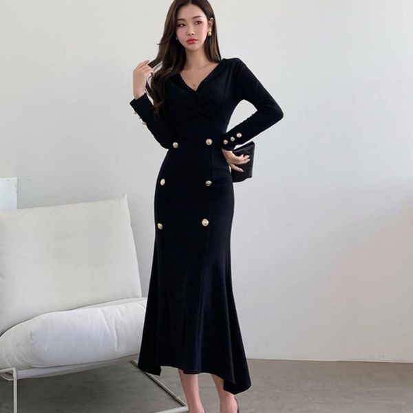 casual dresses arrival runway fall winter korean women's slim double breasted mermaid elegant vintage long dress vestido, Black;gray
casual dresses arrival runway fall winter korean women's slim double breasted mermaid elegant vintage long dress vestido, Black;gray