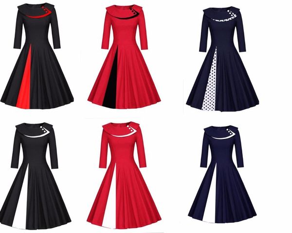 casual dresses ladies fashion long sleeve color patchwork dress 1950s vintage pin up flared, Black;gray
casual dresses ladies fashion long sleeve color patchwork dress 1950s vintage pin up flared, Black;gray