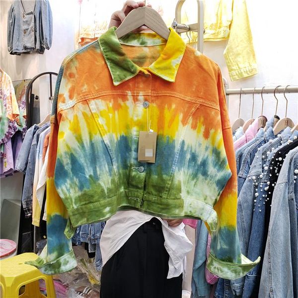 women's jackets harajuku tie-dyed denim coat for women 2021 autumn fashion street girl loose long sleeve crop jacket femme, Black;brown
women's jackets harajuku tie-dyed denim coat for women 2021 autumn fashion street girl loose long sleeve crop jacket femme, Black;brown