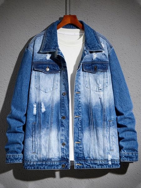 men ripped flap pocket denim jacket without tee u9ml#, Blue
men ripped flap pocket denim jacket without tee u9ml#, Blue