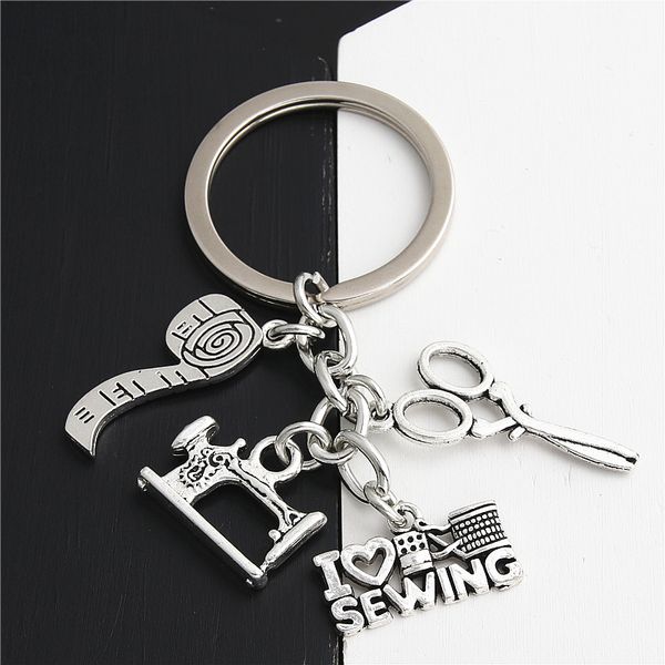10pchandmade i love sewing pendant keychain tailoring machine scissors and tape measure keyring jewelry e2217, Silver
10pchandmade i love sewing pendant keychain tailoring machine scissors and tape measure keyring jewelry e2217, Silver