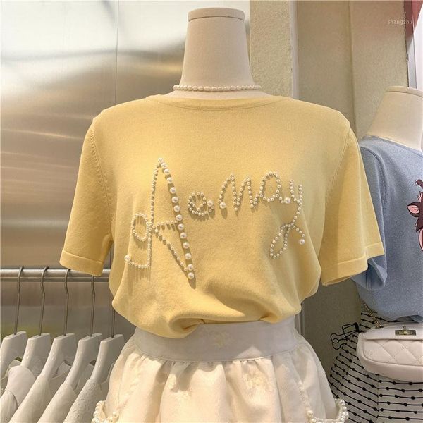 women's t-shirt 2021 spring/summer round neck pearl letter loose short-sleeved casual student female ins, White
women's t-shirt 2021 spring/summer round neck pearl letter loose short-sleeved casual student female ins, White