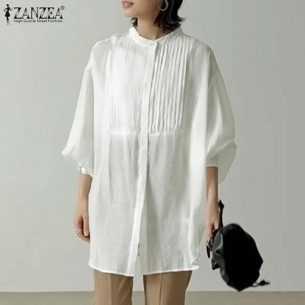 women's blouses & shirts zanzea elegant women blouse 2021 summer office lady vintage pleated casual solid loose long blusa femininas o, White
women's blouses & shirts zanzea elegant women blouse 2021 summer office lady vintage pleated casual solid loose long blusa femininas o, White