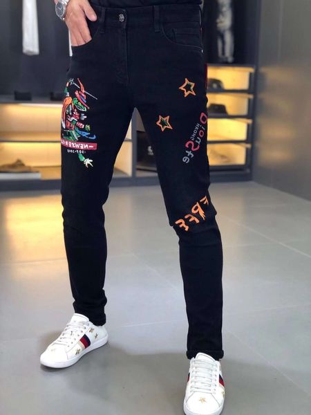 women's jeans winter hand painted men's washed pants youth fashion tight mid waist leisure jc4d, Blue
women's jeans winter hand painted men's washed pants youth fashion tight mid waist leisure jc4d, Blue