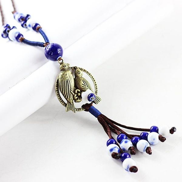 pendant necklaces fashion women ceramic tassel necklace vintage style handmade diy bird long rope sweater chain accessories, Silver
pendant necklaces fashion women ceramic tassel necklace vintage style handmade diy bird long rope sweater chain accessories, Silver