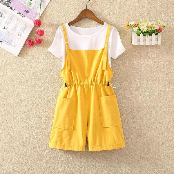 women spring summer vintage 2 piece set female short sleeve t-shirt pockets overall lady casual solid suit g625 women's tracksuits, Gray
women spring summer vintage 2 piece set female short sleeve t-shirt pockets overall lady casual solid suit g625 women's tracksuits, Gray