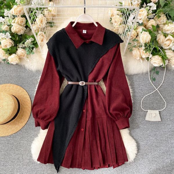 casual dresses singrain women design korean dress fashion irregular knitted shawl+turn-down collar puff sleeve button a-line pleated, Black;gray
casual dresses singrain women design korean dress fashion irregular knitted shawl+turn-down collar puff sleeve button a-line pleated, Black;gray