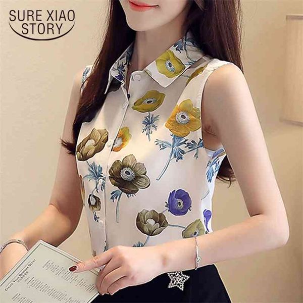 women's summer blouses sleeveless floral print chiffon clothes shirt office lady womens and blusas 4367 50 210506, White
women's summer blouses sleeveless floral print chiffon clothes shirt office lady womens and blusas 4367 50 210506, White
