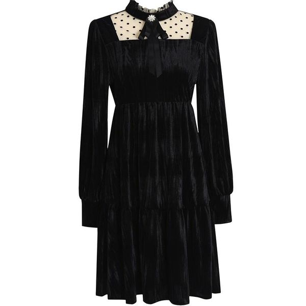 velvet splicing net yarn ukraine transparent elegant vestido festa retro robes style a-line party dress women casual dresses, Black;gray
velvet splicing net yarn ukraine transparent elegant vestido festa retro robes style a-line party dress women casual dresses, Black;gray