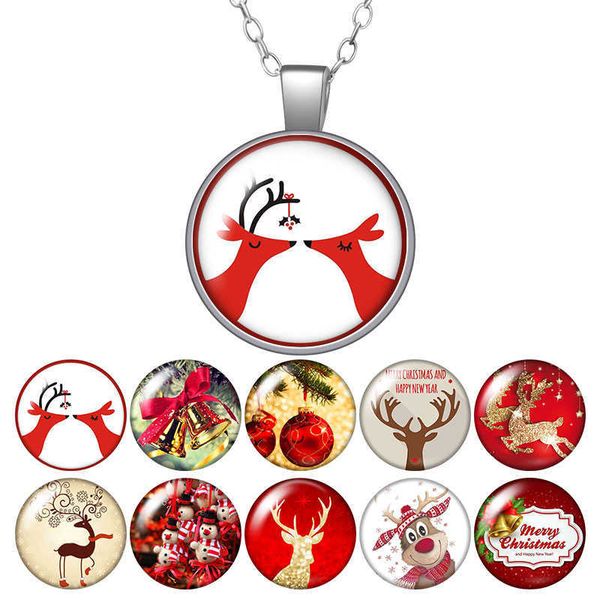 christmas reindeer bells round pendant necklace 25mm glass cabochon silver plated/crystal jewelry women girl birthday gift 50cm
christmas reindeer bells round pendant necklace 25mm glass cabochon silver plated/crystal jewelry women girl birthday gift 50cm