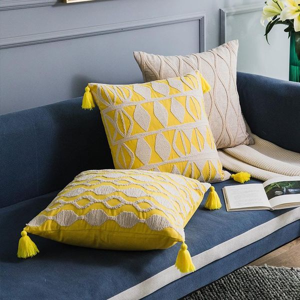50x50cm linen embroired geometric yellow cushion cover tassel pillow waist case funda de almohada cushion/decorative
50x50cm linen embroired geometric yellow cushion cover tassel pillow waist case funda de almohada cushion/decorative