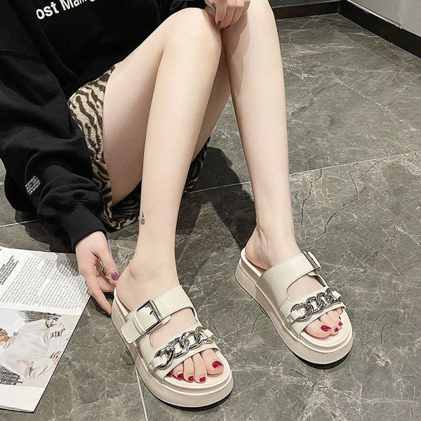 slippers platform women metal chain thick sole sandals summer leisure chunky open toe zapatos mujer, Black
slippers platform women metal chain thick sole sandals summer leisure chunky open toe zapatos mujer, Black