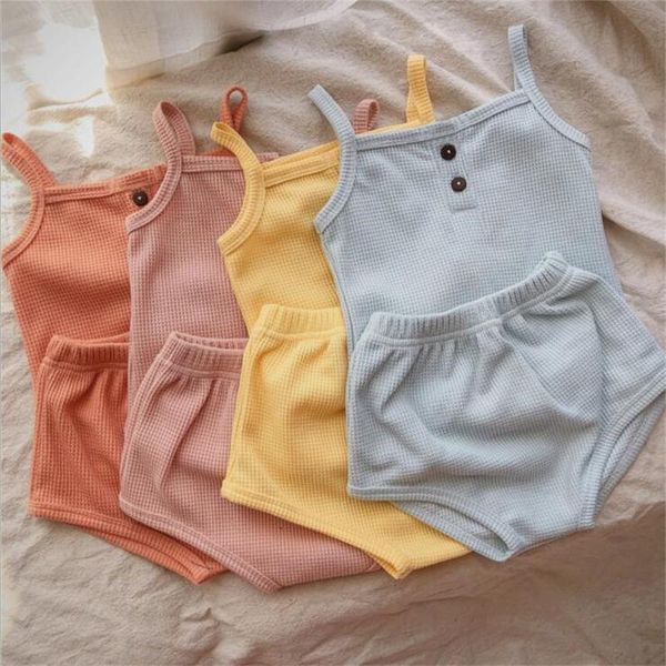 rompers 2021 summer children's clothing baby girls & boys pajamas sets sling vest+triangle shorts homewear suits sleepwear kids clothes, Blue
rompers 2021 summer children's clothing baby girls & boys pajamas sets sling vest+triangle shorts homewear suits sleepwear kids clothes, Blue