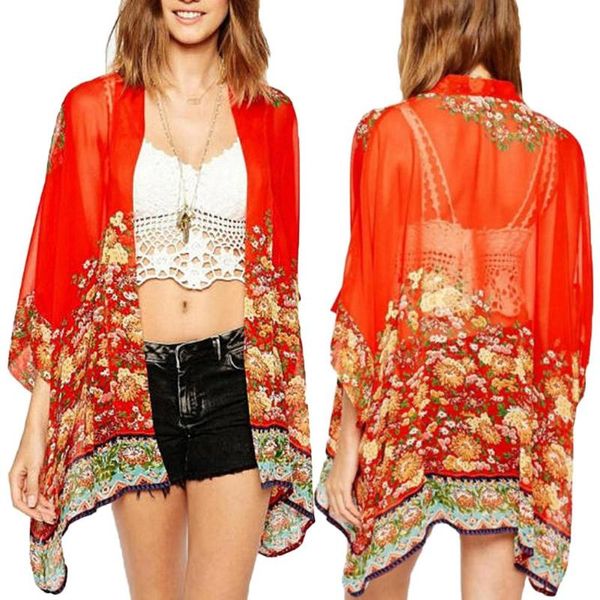 women's swimwear women floral chiffon 3/4 sleeve front open coverup sheer blouse anti-uv cardigan ropa verano mujer playa pareo sexy, White;black
women's swimwear women floral chiffon 3/4 sleeve front open coverup sheer blouse anti-uv cardigan ropa verano mujer playa pareo sexy, White;black