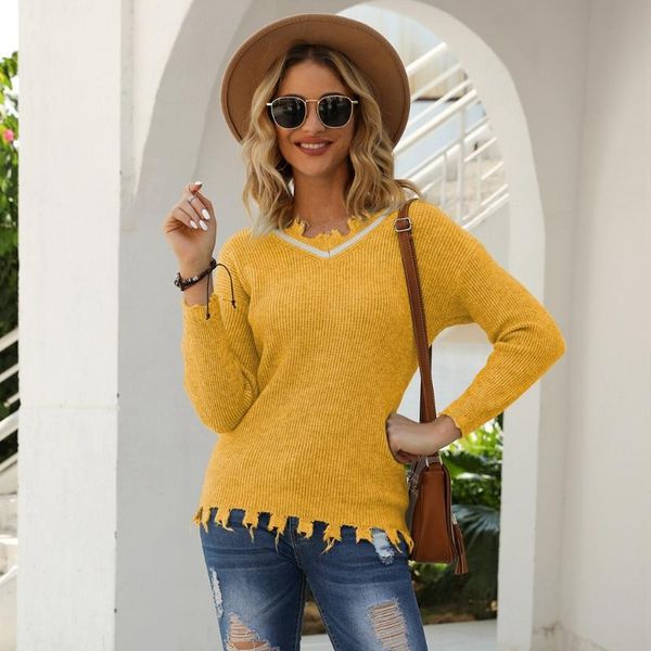 women's sweaters women long sleeve frayed sweater v-neck crochet knit loose ripped pullover, White;black
women's sweaters women long sleeve frayed sweater v-neck crochet knit loose ripped pullover, White;black