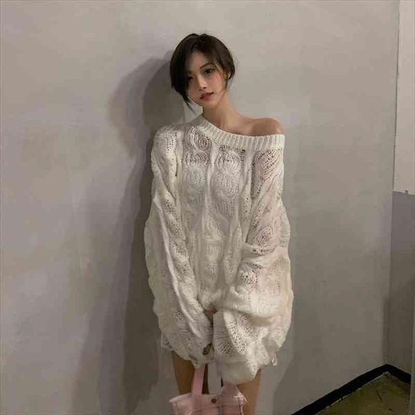 white pink solid knit sweater women hollow destroyed hole oversize pullover long sleeve high street fall loose sweater, White;black
white pink solid knit sweater women hollow destroyed hole oversize pullover long sleeve high street fall loose sweater, White;black
