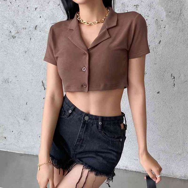 summer lapel basic cardigan summer women's brown breasted t-shirt y2k shirt woman tshirts kpop 210602, White
summer lapel basic cardigan summer women's brown breasted t-shirt y2k shirt woman tshirts kpop 210602, White