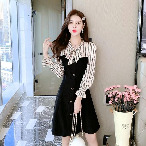casual dresses coigarsam women one piece korea dress autumn french style fashion striped long sleeve high waist robe vestidos, Black;gray
casual dresses coigarsam women one piece korea dress autumn french style fashion striped long sleeve high waist robe vestidos, Black;gray
