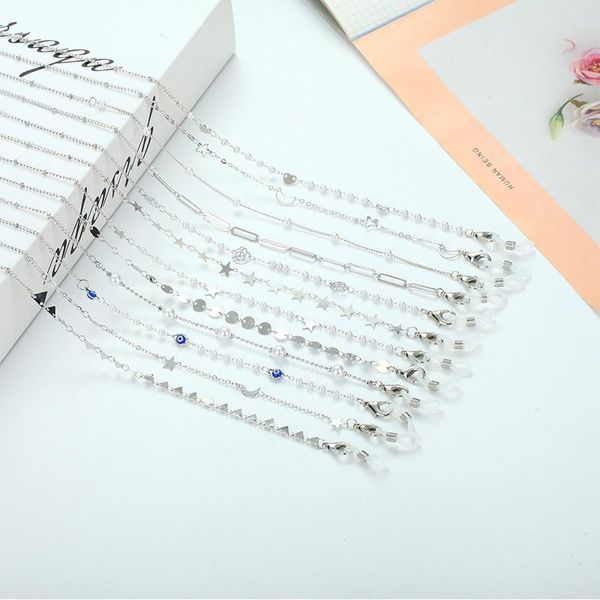 sunglasses frames peach heart pearl eyeglasses chain rose flower disc metal anti-lost mask hanging stars moon glasses chains, Silver
sunglasses frames peach heart pearl eyeglasses chain rose flower disc metal anti-lost mask hanging stars moon glasses chains, Silver