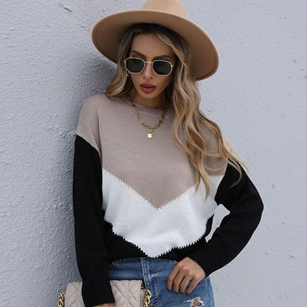 women's sweaters autumn winter knitted sweater round neck color matching large size knit women cotton warm base short pullover, White;black
women's sweaters autumn winter knitted sweater round neck color matching large size knit women cotton warm base short pullover, White;black
