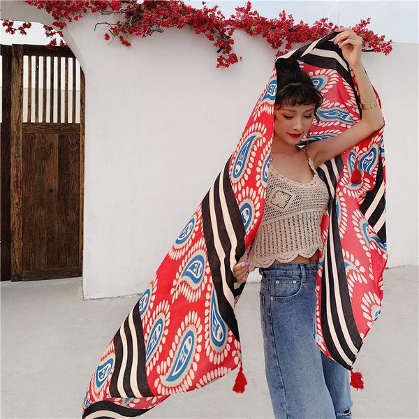 scarves arrival fashion women's lovely big shawl soft outdoor print summer spring sun protection scarf, Blue;gray
scarves arrival fashion women's lovely big shawl soft outdoor print summer spring sun protection scarf, Blue;gray