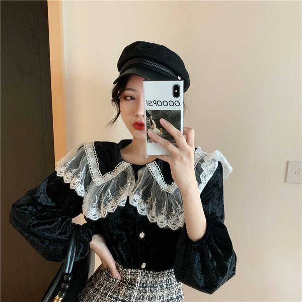 velvet spring spring fashion elegant women blouses peter pen collar casual sweet chiffon shirt solid face floral lace 210601, White
velvet spring spring fashion elegant women blouses peter pen collar casual sweet chiffon shirt solid face floral lace 210601, White
