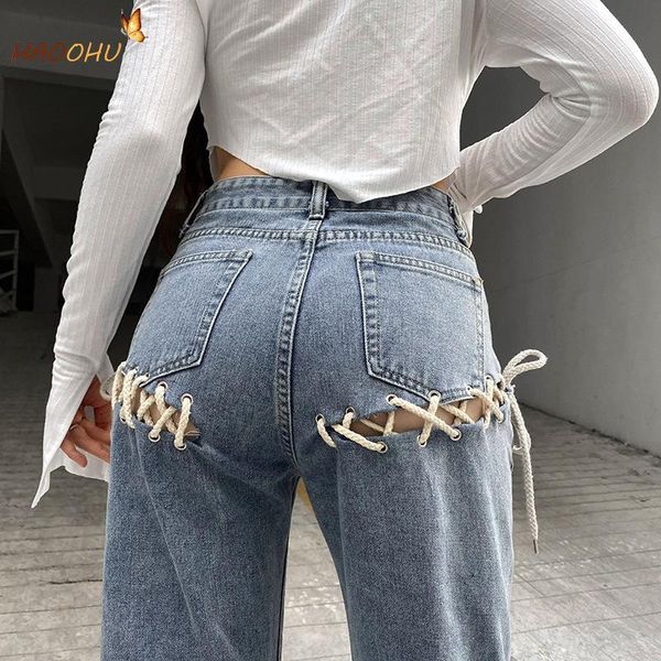 women's jeans haoohu fall 2021 ripped cool hip hollow out tied casual pants stree style high waist denim trousers streetwear urban sexy, Blue
women's jeans haoohu fall 2021 ripped cool hip hollow out tied casual pants stree style high waist denim trousers streetwear urban sexy, Blue