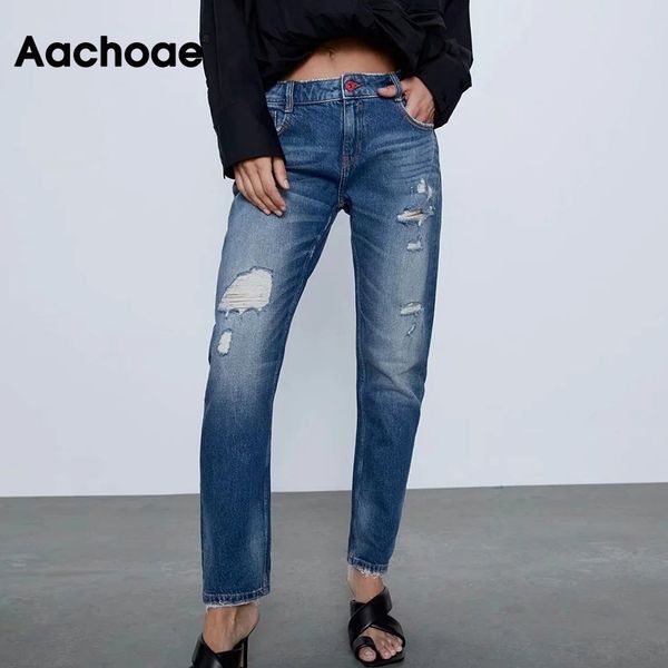 aachoae fashion ripped jeans for women 100% cotton denim pencil pants zipper fly streetwear mom jeans pantalones mujer 210413, Blue
aachoae fashion ripped jeans for women 100% cotton denim pencil pants zipper fly streetwear mom jeans pantalones mujer 210413, Blue