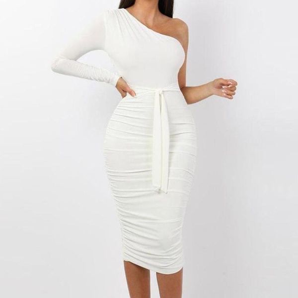 casual dresses women elegant fashion white cocktail party slim fit one shoulder belted ruched design bodycon midi dress, Black;gray
casual dresses women elegant fashion white cocktail party slim fit one shoulder belted ruched design bodycon midi dress, Black;gray