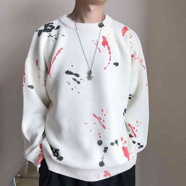 hip hop graffiti loose round neck couple sweater japanese oversize knitted pullover sweaters for men and women, White;black
hip hop graffiti loose round neck couple sweater japanese oversize knitted pullover sweaters for men and women, White;black