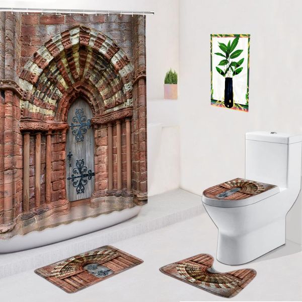 shower curtains vintage old door curtain 4pcs set retro wood gate brick stone pattern anti-slip bath mat toilet bathroom decor carpet rug
shower curtains vintage old door curtain 4pcs set retro wood gate brick stone pattern anti-slip bath mat toilet bathroom decor carpet rug