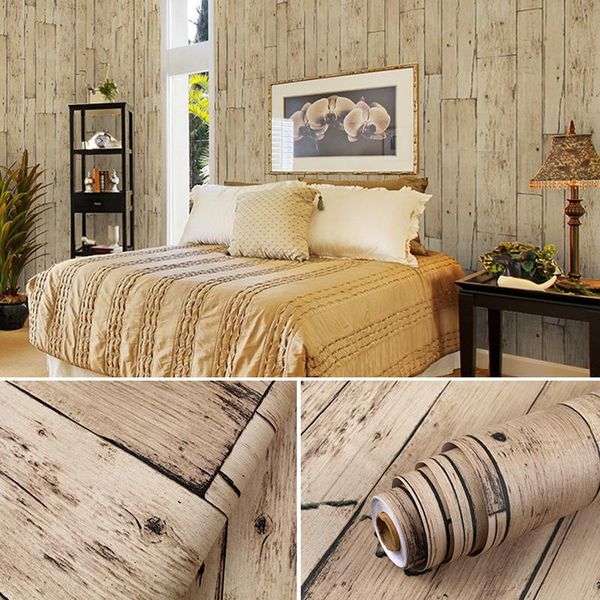 wallpapers wood grain self-adhesive wallpaper diy waterproof wall stickers home decoration membrane peelable