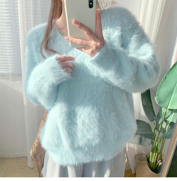 women's sweaters spring autumn female elegant and cute lady long sleeve v-neck mink velvet pullover loose lazy knit sweater women outw, White;black
women's sweaters spring autumn female elegant and cute lady long sleeve v-neck mink velvet pullover loose lazy knit sweater women outw, White;black