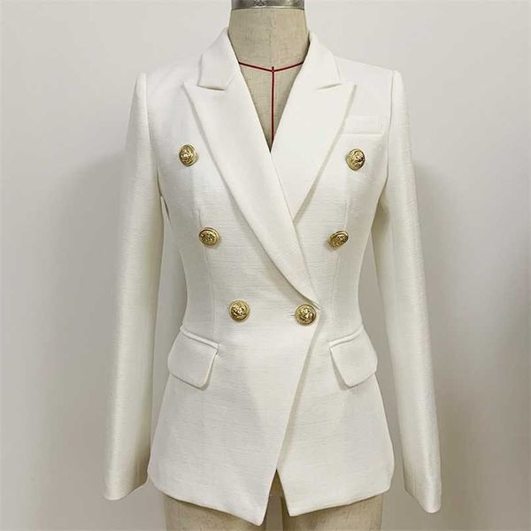 est baroque designer blazer jacket women's classic metal lion buttons double breasted slim fitting 210930, White;black
est baroque designer blazer jacket women's classic metal lion buttons double breasted slim fitting 210930, White;black