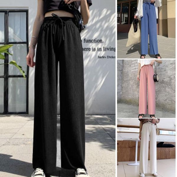 women ice silks wide leg pants loose elastic waist casual summer long trousers lxh women's & capris, Black;white
women ice silks wide leg pants loose elastic waist casual summer long trousers lxh women's & capris, Black;white