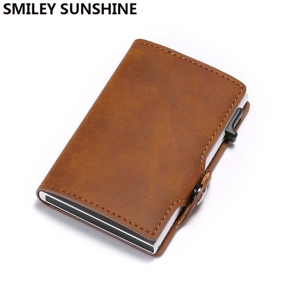 card holders rfid id holder men wallet leather business bank cover mini aluminium metal cardholder protection, Brown;gray
card holders rfid id holder men wallet leather business bank cover mini aluminium metal cardholder protection, Brown;gray