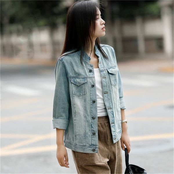 luxury women's short coatspring 2021 denim women's loose bf short coat nine point sleeve fashion w640, Black;brown
luxury women's short coatspring 2021 denim women's loose bf short coat nine point sleeve fashion w640, Black;brown