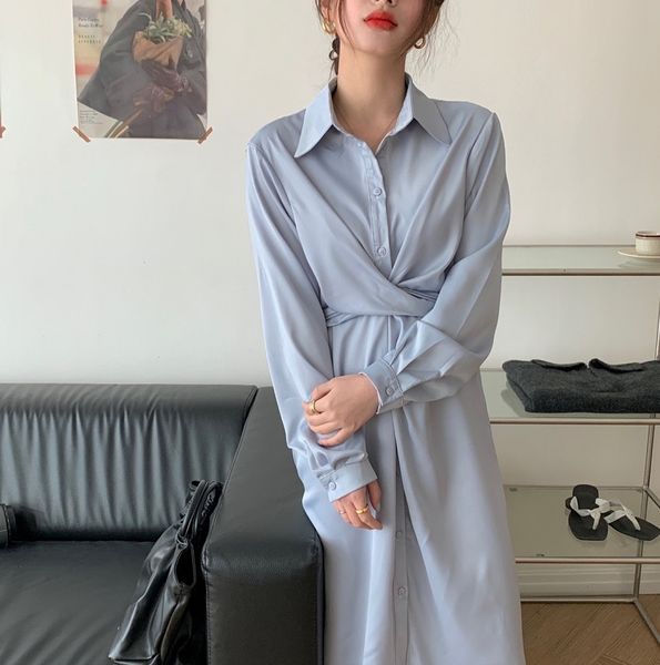dresses spring solid turn down collar elegant office streetwear french lady women all match long es vestidos, Black;gray
dresses spring solid turn down collar elegant office streetwear french lady women all match long es vestidos, Black;gray