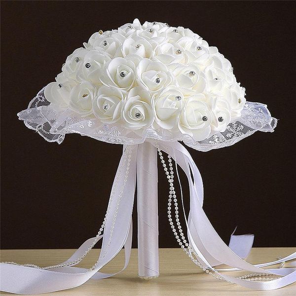 bridal wedding bouquets handmade holding artificial rose rhinestone decor lace edge collar long ribbon beaded chain silk flower decorative f
bridal wedding bouquets handmade holding artificial rose rhinestone decor lace edge collar long ribbon beaded chain silk flower decorative f