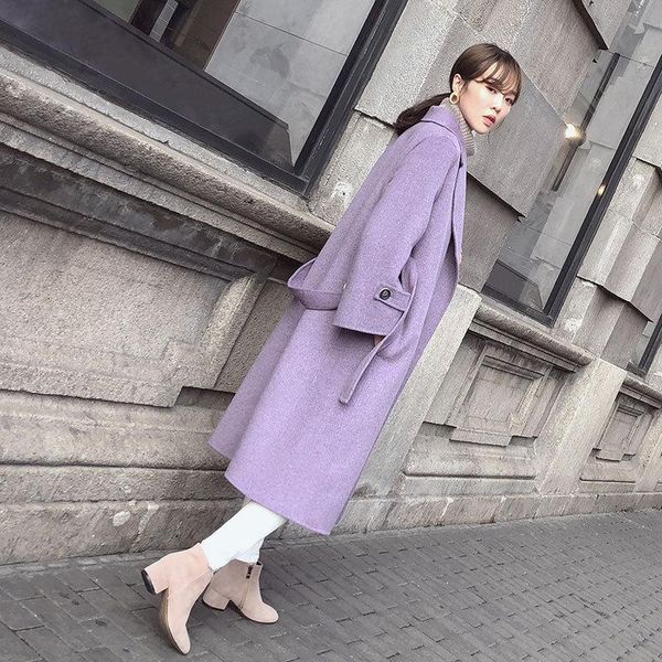 double sided cashmere overcoat women's winter 2021 mid long purple high-end temperament show thin tweed women wool & blends, Black
double sided cashmere overcoat women's winter 2021 mid long purple high-end temperament show thin tweed women wool & blends, Black