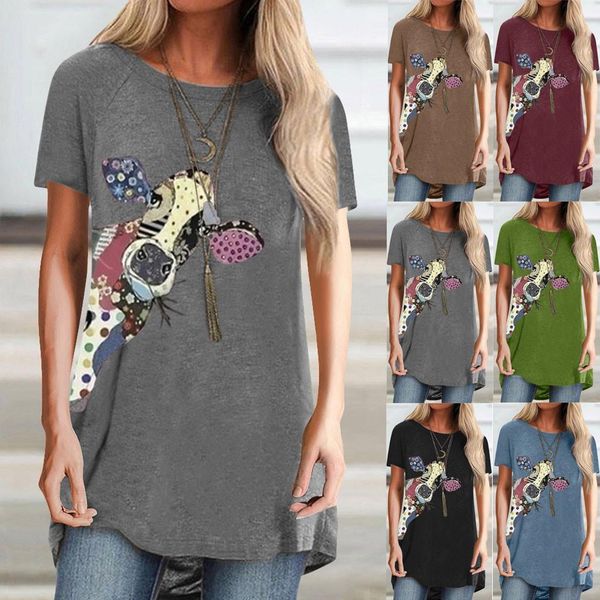 harajuku cap sleeve plus size womens loose cartoon giraffe printed o nock short pullover, White
harajuku cap sleeve plus size womens loose cartoon giraffe printed o nock short pullover, White